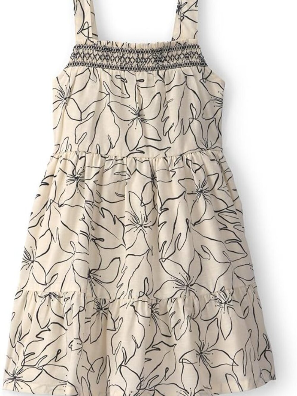 Carter's Toddler Girls Floral Tiered Dress Size 5T Cream Black Sleeveless Summer